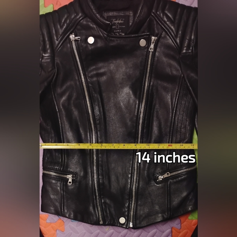 Zara Black Leather Moto Jacket - Picture 11 of 12